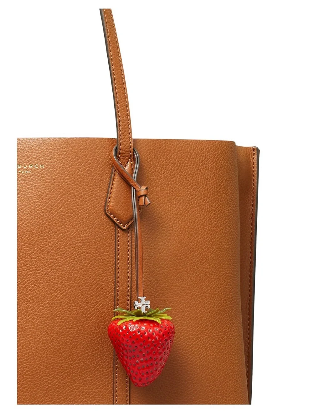 Tory Burch Strawberry Bag Charm with Brown Strap